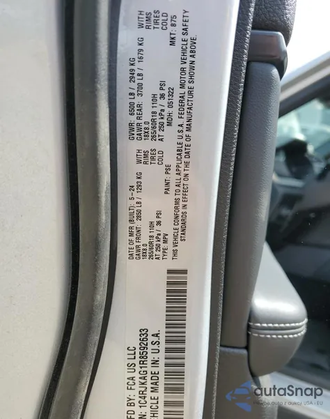 2024 Jeep Grand Cherokee L Laredo from USA, damaged, VIN 1C4RJKAG1R8592633